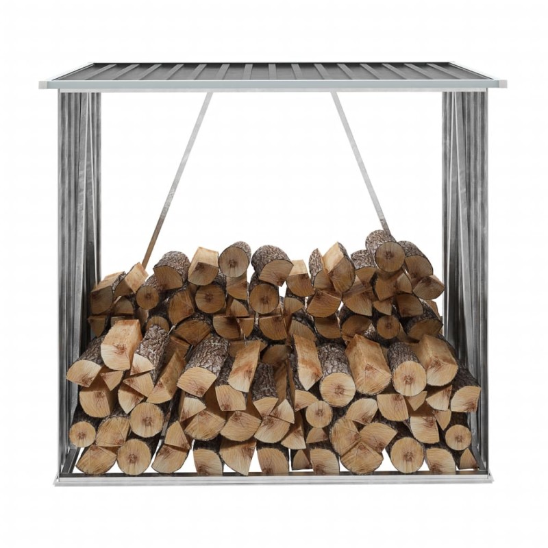 vidaXL Casetilla leña acero galvanizado gris antracita 163x83x154 cm vidaXL Casetilla leña acero galvanizado gris antracita 163x83x154 cm
