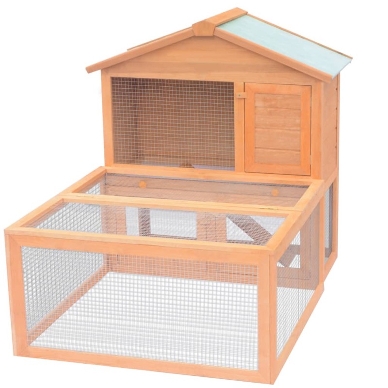 vidaXL Conejera jaula de animales con patio exterior madera vidaXL Conejera jaula de animales con patio exterior madera