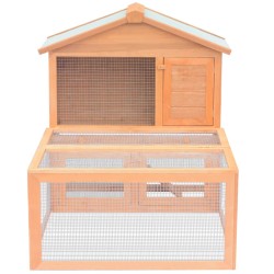 vidaXL Conejera jaula de animales con patio exterior madera  