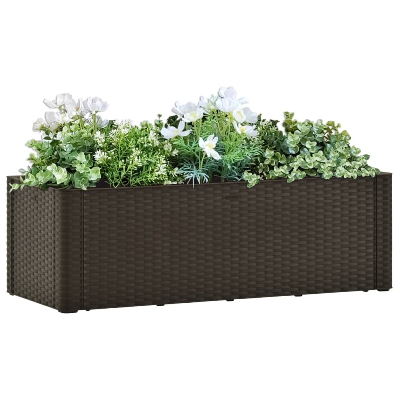 vidaXL Arriate con sistema de riego automático moca 100x43x33 cm vidaXL Arriate con sistema de riego automático moca 100x43x33 cm