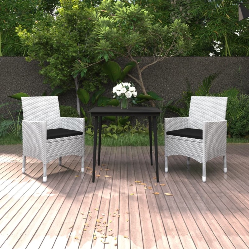 vidaXL Set comedor de jardín 3 pzas y cojines ratán sintético y vidrio vidaXL Set comedor de jardín 3 pzas y cojines ratán sintético y vidrio