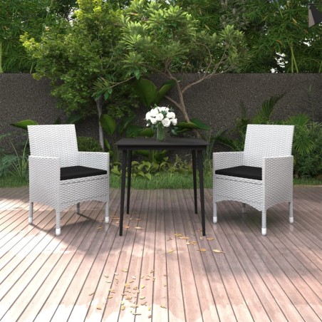vidaXL Set comedor de jardín 3 pzas y cojines ratán sintético y vidrio