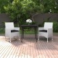 vidaXL Set comedor de jardín 3 pzas y cojines ratán sintético y vidrio vidaXL Set comedor de jardín 3 pzas y cojines ratán sintético y vidrio