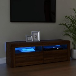 vidaXL Mueble de TV con luces LED marrón roble 120x35x40 cm