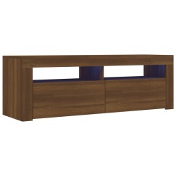 vidaXL Mueble de TV con luces LED marrón roble 120x35x40 cm