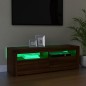 vidaXL Mueble de TV con luces LED marrón roble 120x35x40 cm