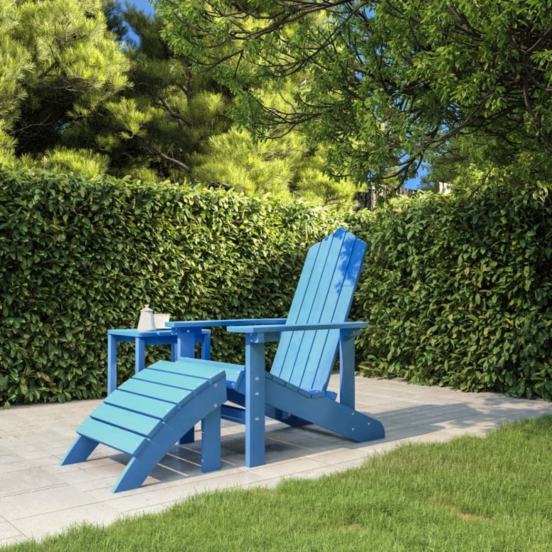 vidaXL Silla de jardín Adirondack con reposapiés HDPE azul aguamarina vidaXL Silla de jardín Adirondack con reposapiés HDPE azul aguamarina