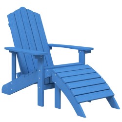 vidaXL Silla de jardín Adirondack con reposapiés HDPE azul aguamarina