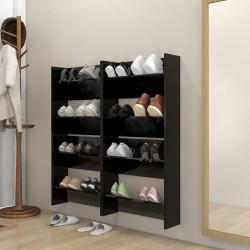 vidaXL Zapateros de pared 4 uds madera contrachapada negro 60x18x60 cm
