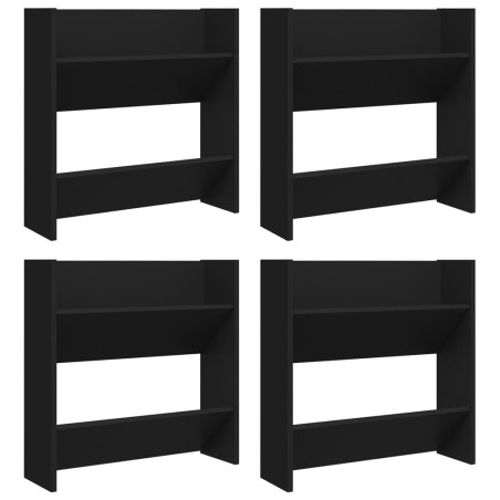 vidaXL Zapateros de pared 4 uds madera contrachapada negro 60x18x60 cm