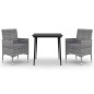 vidaXL Set comedor de jardín 3 pzas y cojines ratán sintético y vidrio vidaXL Set comedor de jardín 3 pzas y cojines ratán sintético y vidrio