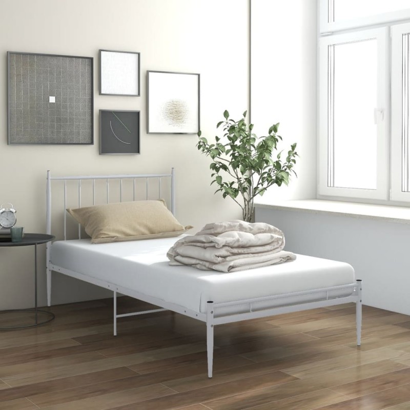 vidaXL Estructura de cama de metal blanco 90x200 cm vidaXL Estructura de cama de metal blanco 90x200 cm