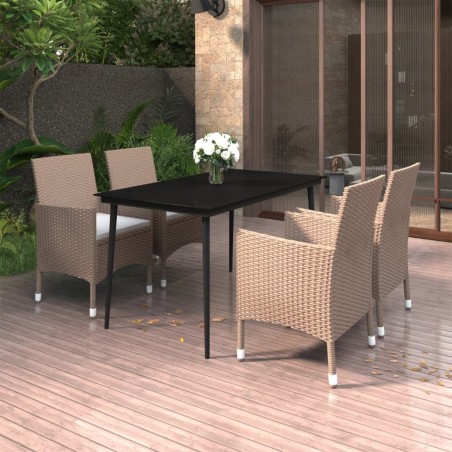 vidaXL Set comedor de jardín 5 pzas y cojines ratán sintético y vidrio