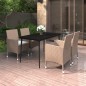vidaXL Set comedor de jardín 5 pzas y cojines ratán sintético y vidrio vidaXL Set comedor de jardín 5 pzas y cojines ratán sintético y vidrio