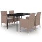 vidaXL Set comedor de jardín 5 pzas y cojines ratán sintético y vidrio vidaXL Set comedor de jardín 5 pzas y cojines ratán sintético y vidrio
