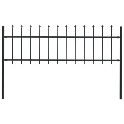 vidaXL Valla de jardín con puntas de lanza acero negro 1,7x0,6 m