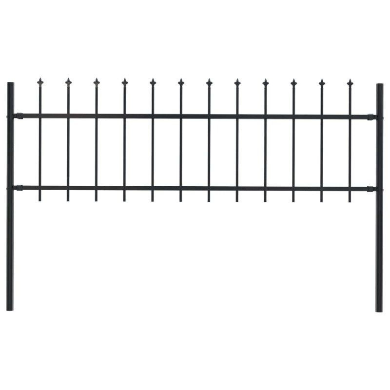 vidaXL Valla de jardín con puntas de lanza acero negro 1,7x0,6 m vidaXL Valla de jardín con puntas de lanza acero negro 1,7x0,6 m
