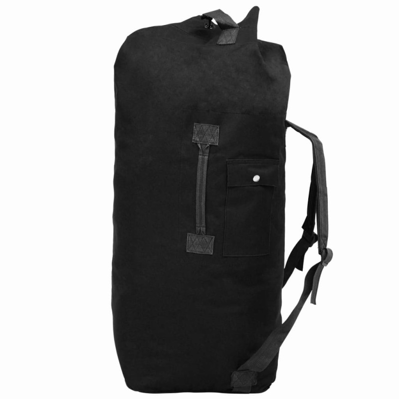vidaXL Bolso de lona estilo militar 85 L negro vidaXL Bolso de lona estilo militar 85 L negro