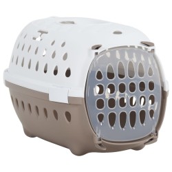 vidaXL Trasportín de mascotas PP blanco y marrón 50x34,5x32 cm