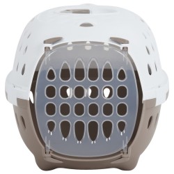 vidaXL Trasportín de mascotas PP blanco y marrón 50x34,5x32 cm