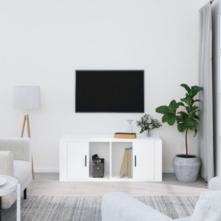 vidaXL Mueble para TV madera contrachapada blanco 100x35x40 cm