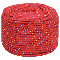 vidaXL Cuerda de barco polipropileno rojo 8 mm 25 m