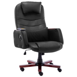 vidaXL Silla de oficina de masaje de cuero sintético negra