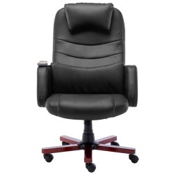 vidaXL Silla de oficina de masaje de cuero sintético negra