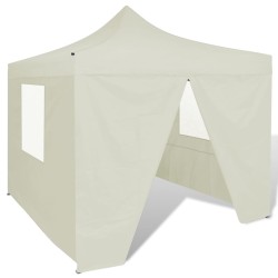 vidaXL Cenador plegable con 4 paredes colore crema 3x3 m