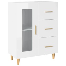 vidaXL Aparador de madera contrachapada blanco brillante 69,5x34x90 cm