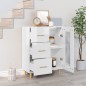 vidaXL Aparador de madera contrachapada blanco brillante 69,5x34x90 cm