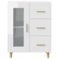 vidaXL Aparador de madera contrachapada blanco brillante 69,5x34x90 cm