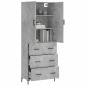 vidaXL Aparador alto madera contrachapada gris hormigón 69,5x34x180 cm