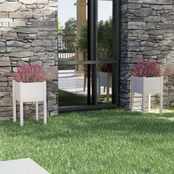 vidaXL Jardineras 2 unidades madera maciza de pino blanco 40x40x70 cm