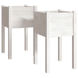 vidaXL Jardineras 2 unidades madera maciza de pino blanco 40x40x70 cm