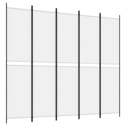 vidaXL Biombo divisor de 5 paneles de tela blanco 250x220 cm