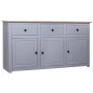 vidaXL Aparador de madera maciza pino estilo Panamá gris 135x40x80 cm vidaXL Aparador de madera maciza pino estilo Panamá gris 135x40x80 cm