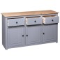 vidaXL Aparador de madera maciza pino estilo Panamá gris 135x40x80 cm vidaXL Aparador de madera maciza pino estilo Panamá gris 135x40x80 cm
