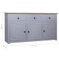 vidaXL Aparador de madera maciza pino estilo Panamá gris 135x40x80 cm vidaXL Aparador de madera maciza pino estilo Panamá gris 135x40x80 cm