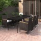 vidaXL Set comedor de jardín 7 pzas y cojines ratán sintético y vidrio