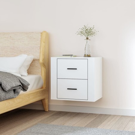 vidaXL Mesita de noche de pared blanca 50x36x47 cm