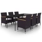 vidaXL Set comedor de jardín 7 pzas y cojines ratán sintético y vidrio
