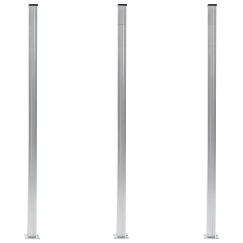 vidaXL Postes de valla 3 unidades aluminio 185 cm vidaXL Postes de valla 3 unidades aluminio 185 cm