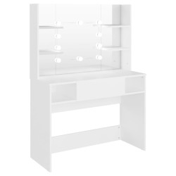 vidaXL Tocador de maquillaje con luces LED MDF blanco 100x40x135 cm