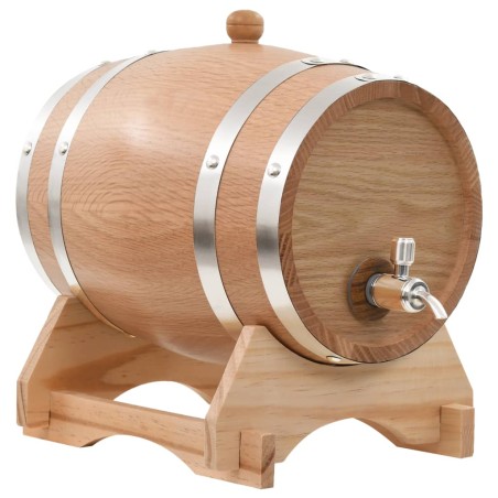 vidaXL Barril de vino con grifo madera roble macizo 6 L