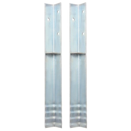 vidaXL Anclaje de tierra forma de L 2 uds acero galvanizado 5x5x50 cm