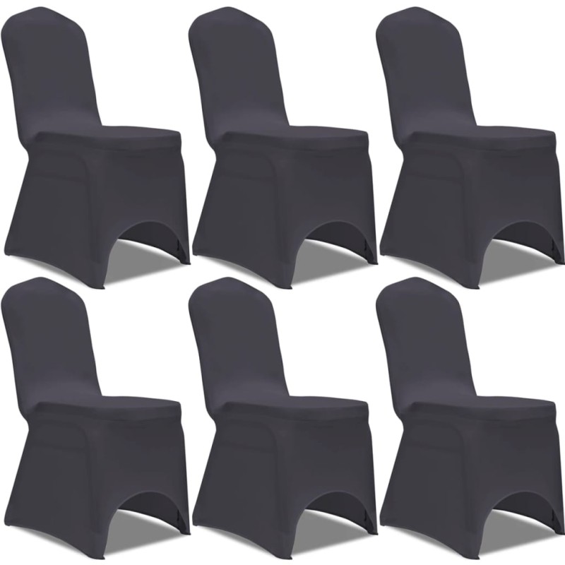 vidaXL Funda de silla elástica 6 unidades gris antracita vidaXL Funda de silla elástica 6 unidades gris antracita