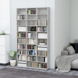 vidaXL Armario para CDs madera contrachapada gris 102x16x177,5 cm