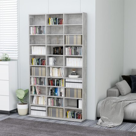 vidaXL Armario para CDs madera contrachapada gris 102x16x177,5 cm