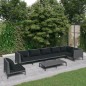 vidaXL Set sofás de jardín 8 pzas cojines ratán sintético gris oscuro vidaXL Set sofás de jardín 8 pzas cojines ratán sintético gris oscuro